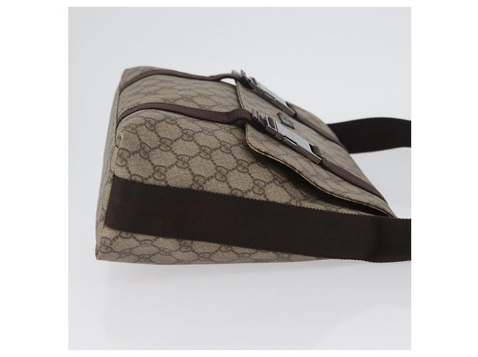 Gucci Borsa a Spalla GG Supreme in PVC Pelle Beige Argento 122373 Auth 173598 - vista 4