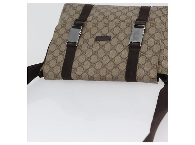 Gucci Borsa a Spalla GG Supreme in PVC Pelle Beige Argento 122373 Auth 173598 - vista 7