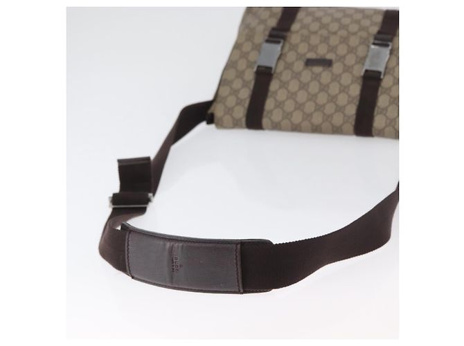Gucci Borsa a Spalla GG Supreme in PVC Pelle Beige Argento 122373 Auth 173598 - vista 8