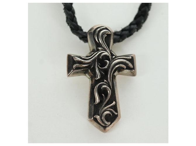 Collana Chrome Hearts Small Balkan Cross/W Boro Chip in argento Ag925 Auth 168247SM - vista 3