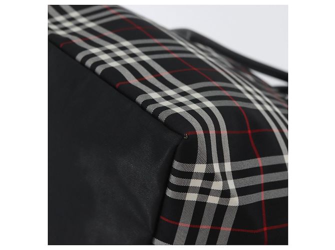 Borsa a mano Burberrys Nova Check Blue Label in nylon nero e argento Auth fm5217 - vista 14