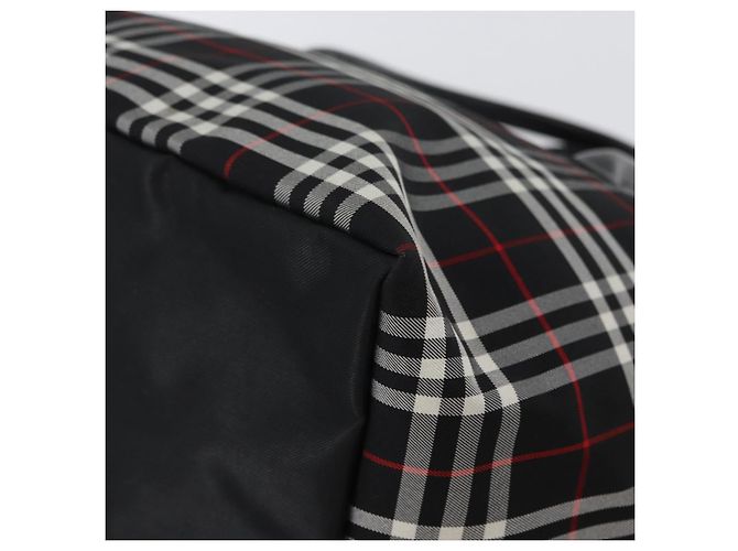 Borsa a mano Burberrys Nova Check Blue Label in nylon nero e argento Auth fm5217 - vista 16
