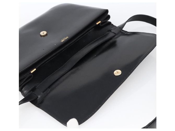 Céline Borsa a Spalla Horsebit in Pelle Nera e Oro Auth ka2765 Nero D'oro - vista 10
