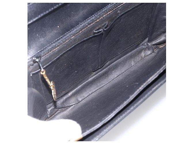 Céline Borsa a Spalla Horsebit in Pelle Nera e Oro Auth ka2765 Nero D'oro - vista 11