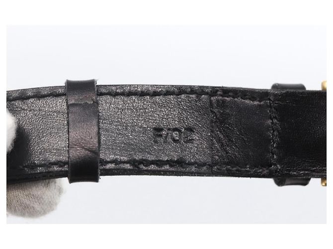 Céline Borsa a Spalla Horsebit in Pelle Nera e Oro Auth ka2765 Nero D'oro - vista 12