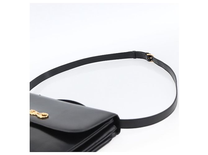 Céline Borsa a Spalla Horsebit in Pelle Nera e Oro Auth ka2765 Nero D'oro - vista 15
