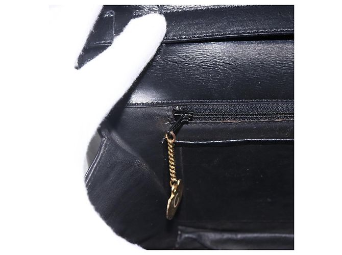 Céline Borsa a Spalla Horsebit in Pelle Nera e Oro Auth ka2765 Nero D'oro - vista 19