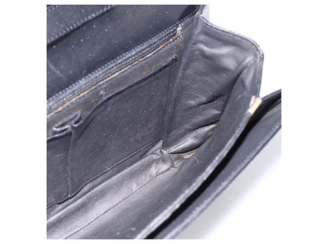 Céline Borsa a Spalla Horsebit in Pelle Nera e Oro Auth ka2765 Nero D'oro - vista 20