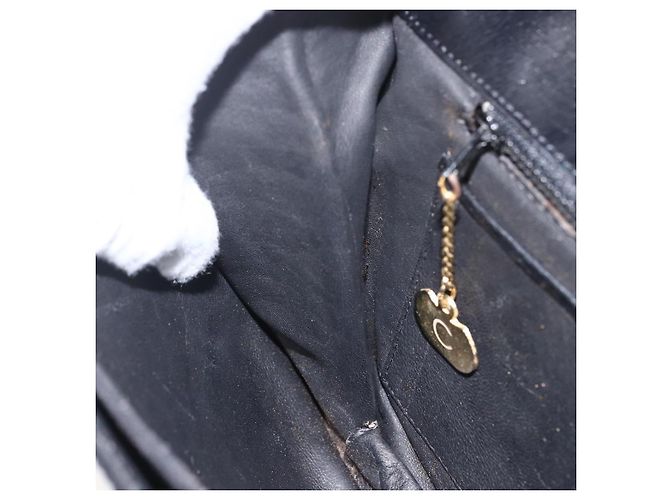 Céline Borsa a Spalla Horsebit in Pelle Nera e Oro Auth ka2765 Nero D'oro - vista 21