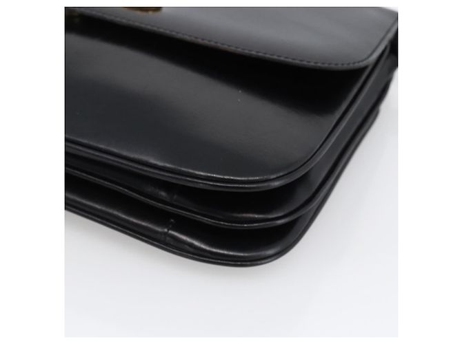 Céline Borsa a Spalla Horsebit in Pelle Nera e Oro Auth ka2765 Nero D'oro - vista 9