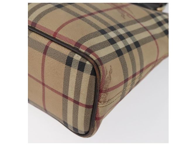 Borsa a mano in PVC beige e oro con motivo Nova Check di BURBERRY Auth 172725 D'oro - vista 14