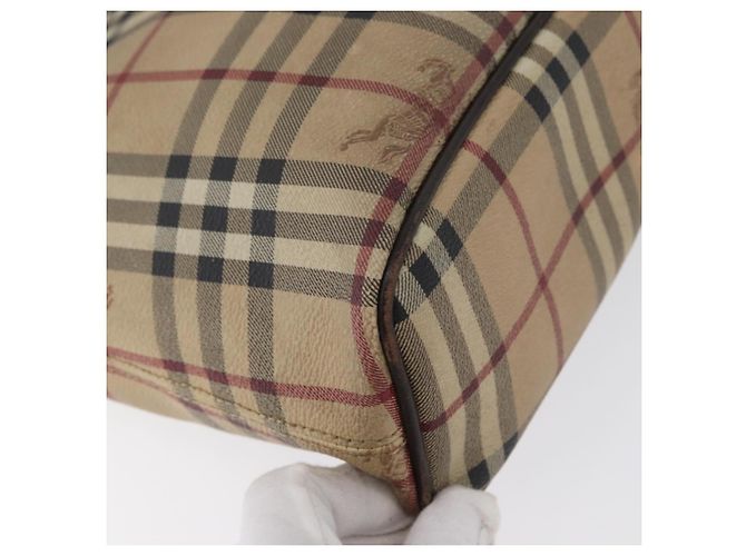 Borsa a mano in PVC beige e oro con motivo Nova Check di BURBERRY Auth 172725 D'oro - vista 15