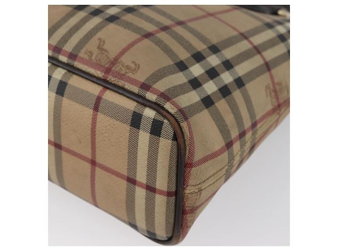 Borsa a mano in PVC beige e oro con motivo Nova Check di BURBERRY Auth 172725 D'oro - vista 16