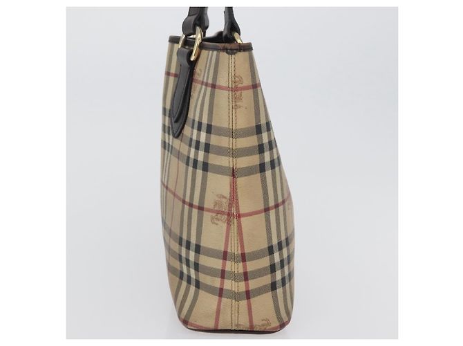Borsa a mano in PVC beige e oro con motivo Nova Check di BURBERRY Auth 172725 D'oro - vista 3