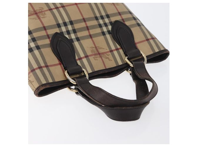 Borsa a mano in PVC beige e oro con motivo Nova Check di BURBERRY Auth 172725 D'oro - vista 6