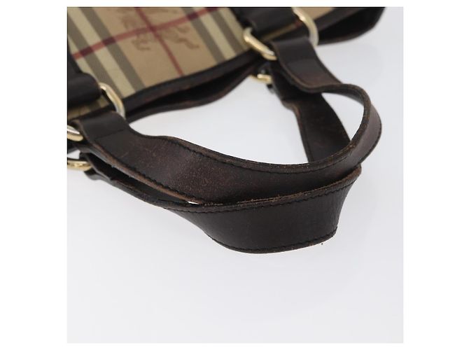 Borsa a mano in PVC beige e oro con motivo Nova Check di BURBERRY Auth 172725 D'oro - vista 7