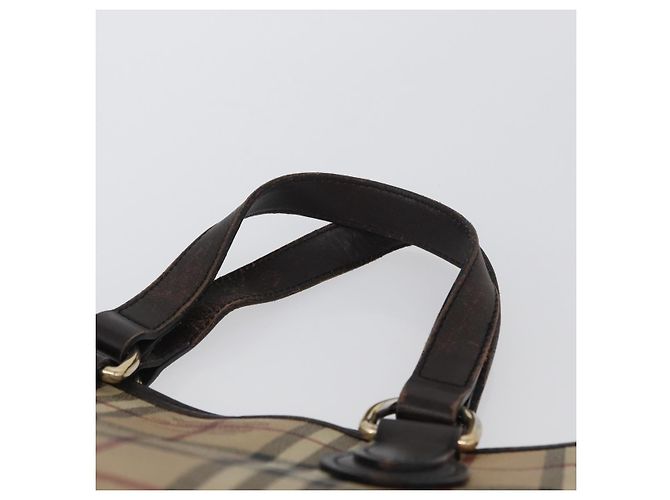 Borsa a mano in PVC beige e oro con motivo Nova Check di BURBERRY Auth 172725 D'oro - vista 8