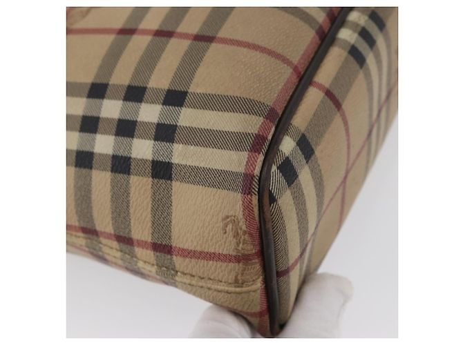 Borsa a mano in PVC beige e oro con motivo Nova Check di BURBERRY Auth 172725 D'oro - vista 9