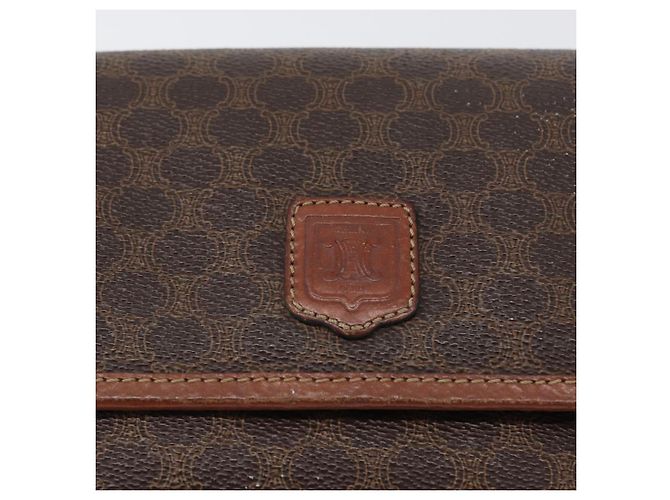 Céline Borsa a spalla in tela Macadam CELINE in pelle PVC marrone oro Auth fm5173 D'oro - vista 17