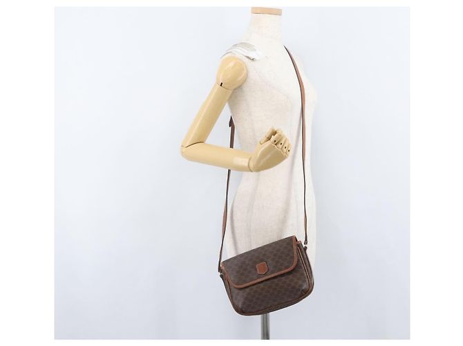 Céline Borsa a spalla in tela Macadam CELINE in pelle PVC marrone oro Auth fm5173 D'oro - vista 23
