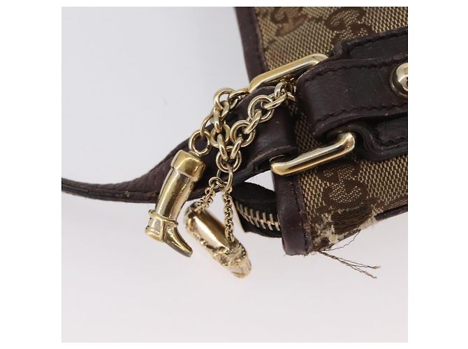 Borsa a Spalla Gucci GG Canvas Web Sherry Line Beige Oro Rosso 144388 Auth gh1840 D'oro - vista 10