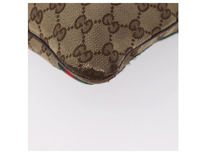 Borsa a Spalla Gucci GG Canvas Web Sherry Line Beige Oro Rosso 144388 Auth gh1840 D'oro - vista 14