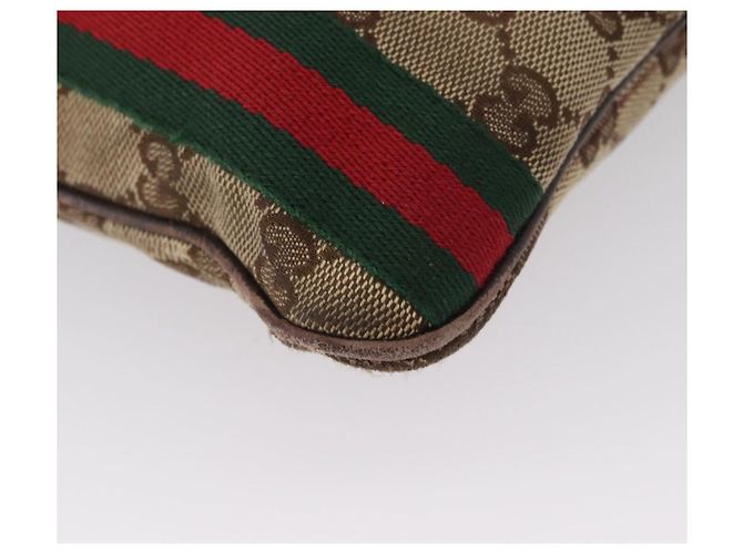 Borsa a Spalla Gucci GG Canvas Web Sherry Line Beige Oro Rosso 144388 Auth gh1840 D'oro - vista 15