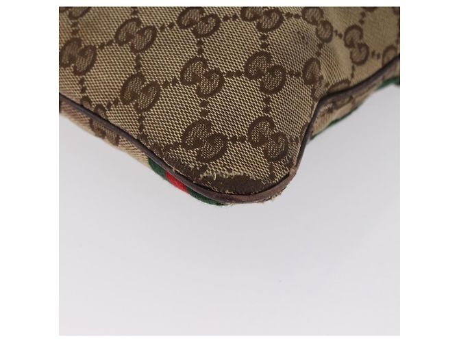 Borsa a Spalla Gucci GG Canvas Web Sherry Line Beige Oro Rosso 144388 Auth gh1840 D'oro - vista 16