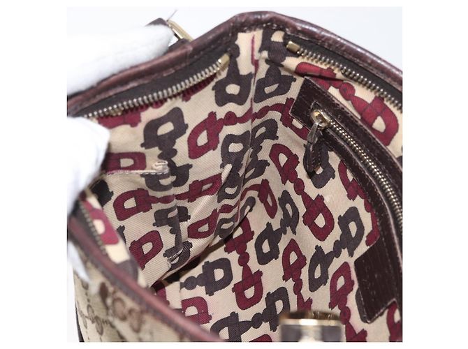 Borsa a Spalla Gucci GG Canvas Web Sherry Line Beige Oro Rosso 144388 Auth gh1840 D'oro - vista 19