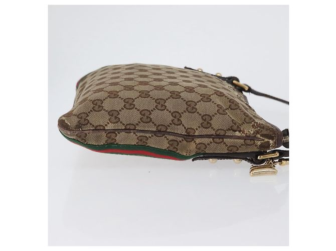 Borsa a Spalla Gucci GG Canvas Web Sherry Line Beige Oro Rosso 144388 Auth gh1840 D'oro - vista 3