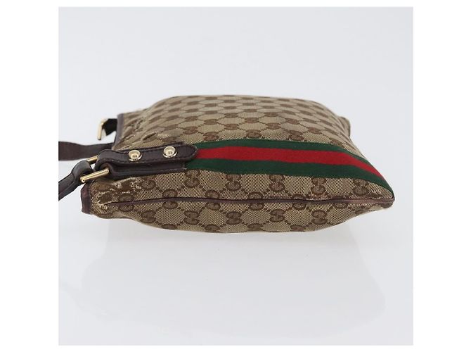 Borsa a Spalla Gucci GG Canvas Web Sherry Line Beige Oro Rosso 144388 Auth gh1840 D'oro - vista 4