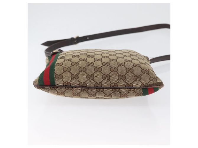Borsa a Spalla Gucci GG Canvas Web Sherry Line Beige Oro Rosso 144388 Auth gh1840 D'oro - vista 5