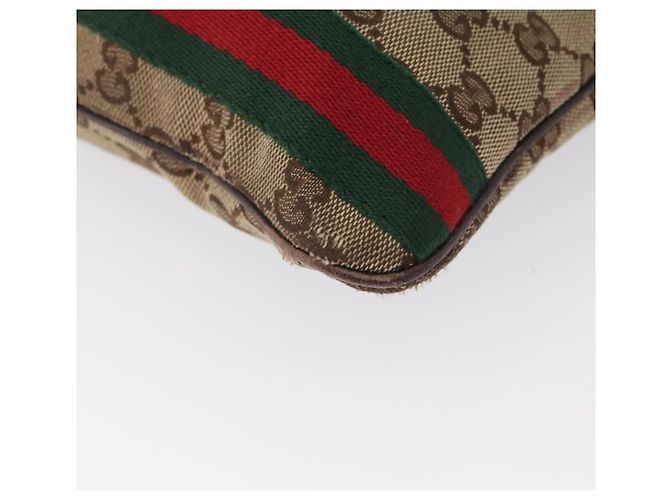 Borsa a Spalla Gucci GG Canvas Web Sherry Line Beige Oro Rosso 144388 Auth gh1840 D'oro - vista 9