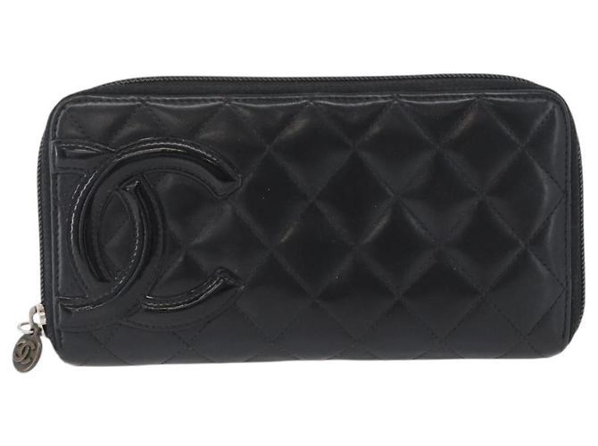 CHANEL Langer Geldbeutel Cambon Kalbsleder Schwarz CC Auth 173018 - Ansicht 13