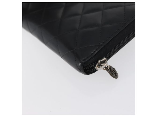 CHANEL Langer Geldbeutel Cambon Kalbsleder Schwarz CC Auth 173018 - Ansicht 16