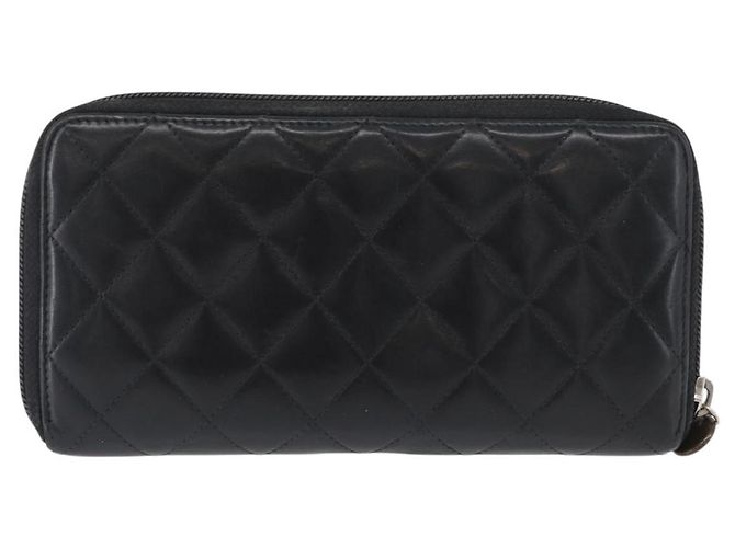 CHANEL Langer Geldbeutel Cambon Kalbsleder Schwarz CC Auth 173018 - Ansicht 2