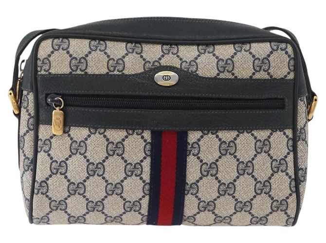 Borsa a Spalla Gucci GG Supreme Sherry Line PVC Blu Navy Oro 120 02 004 Auth mr2064 D'oro - vista 13