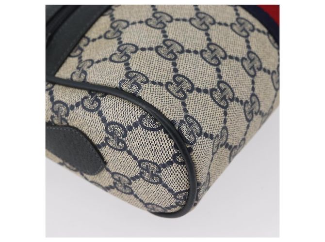 Borsa a Spalla Gucci GG Supreme Sherry Line PVC Blu Navy Oro 120 02 004 Auth mr2064 D'oro - vista 14