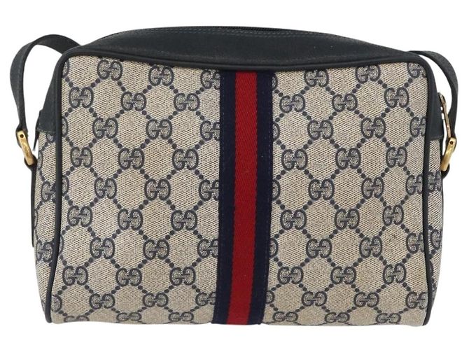 Borsa a Spalla Gucci GG Supreme Sherry Line PVC Blu Navy Oro 120 02 004 Auth mr2064 D'oro - vista 2