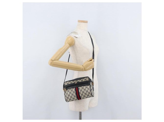 Borsa a Spalla Gucci GG Supreme Sherry Line PVC Blu Navy Oro 120 02 004 Auth mr2064 D'oro - vista 22