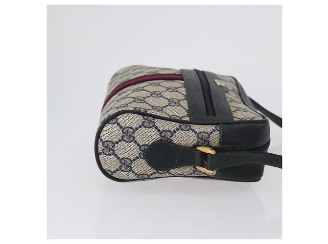 Borsa a Spalla Gucci GG Supreme Sherry Line PVC Blu Navy Oro 120 02 004 Auth mr2064 D'oro - vista 3