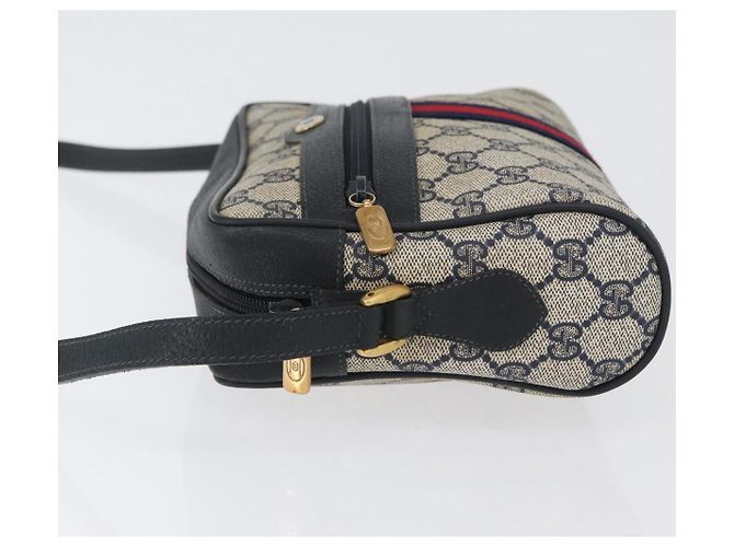 Borsa a Spalla Gucci GG Supreme Sherry Line PVC Blu Navy Oro 120 02 004 Auth mr2064 D'oro - vista 4