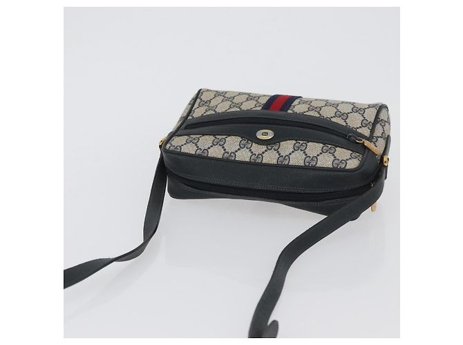 Borsa a Spalla Gucci GG Supreme Sherry Line PVC Blu Navy Oro 120 02 004 Auth mr2064 D'oro - vista 6