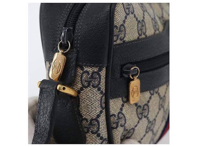 Borsa a Spalla Gucci GG Supreme Sherry Line PVC Blu Navy Oro 120 02 004 Auth mr2064 D'oro - vista 9