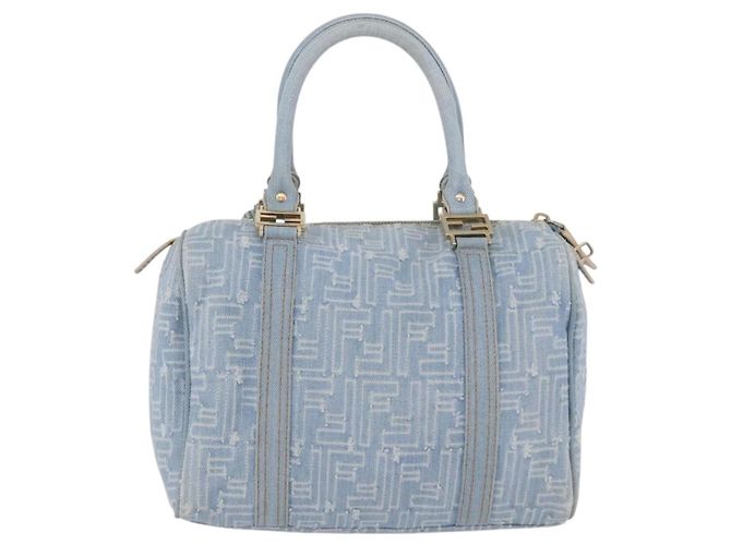 Borsa Boston in tela Zucca FENDI azzurro chiaro oro Auth 168309V D'oro Blu chiaro - vista 2
