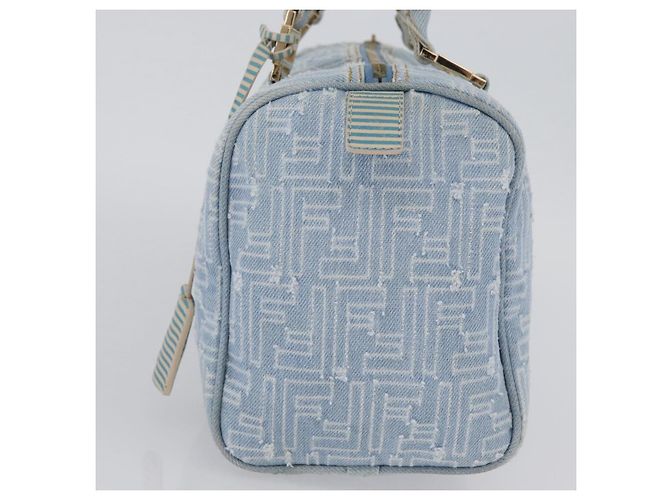 Borsa Boston in tela Zucca FENDI azzurro chiaro oro Auth 168309V D'oro Blu chiaro - vista 3