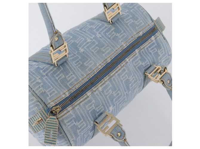 Borsa Boston in tela Zucca FENDI azzurro chiaro oro Auth 168309V D'oro Blu chiaro - vista 6