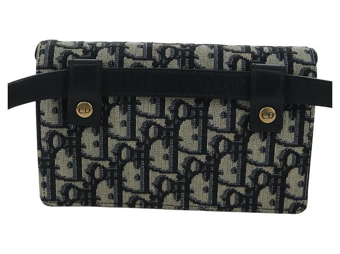 Borsa a vita in tela Trotter Christian Dior blu navy e oro Auth 171490SAV - vista 2
