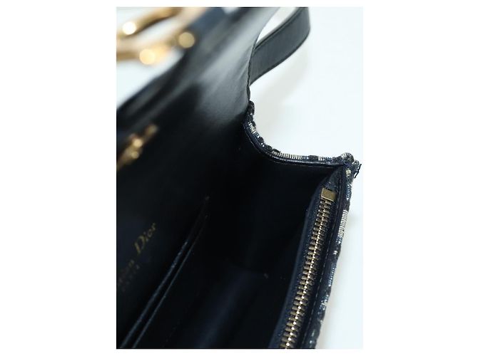 Borsa a vita in tela Trotter Christian Dior blu navy e oro Auth 171490SAV - vista 22