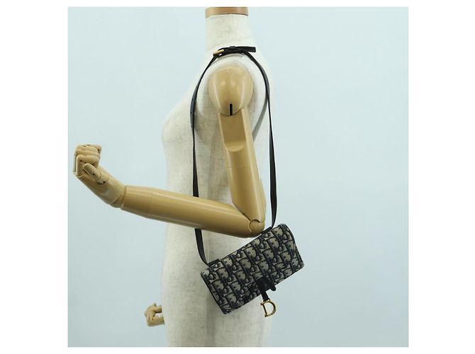 Borsa a vita in tela Trotter Christian Dior blu navy e oro Auth 171490SAV - vista 25